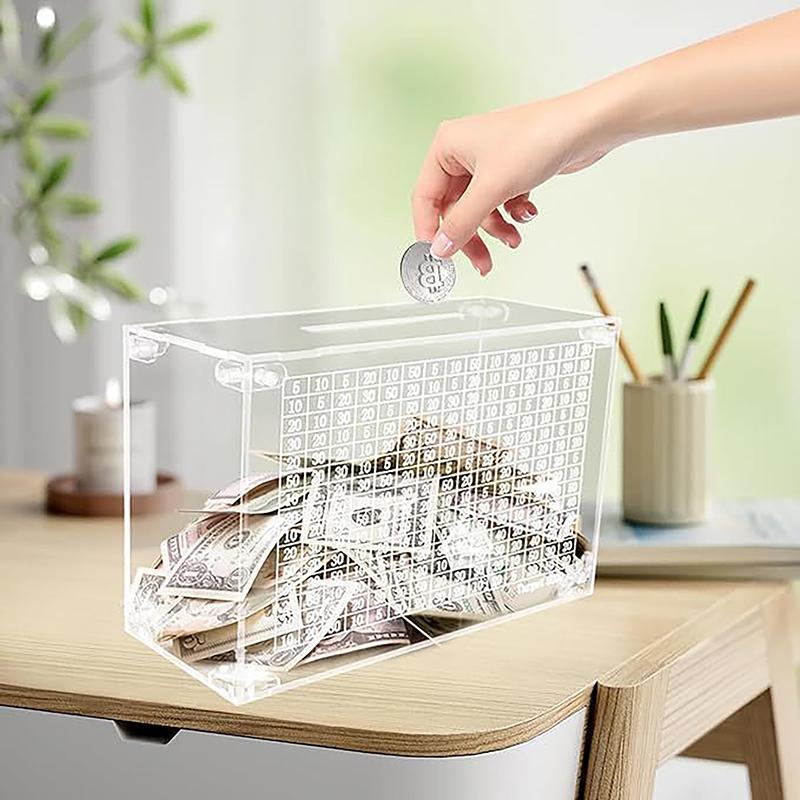 Şeffaf Kumbara Bozuk Para Nakit Kabı Akrilik Para Kutusu Hedef 5000 Çocuklar Yetişkinler Şeffaf Para Biriktirme Kutusu Erkek Çocuk Kız Çocuk Hediyesi