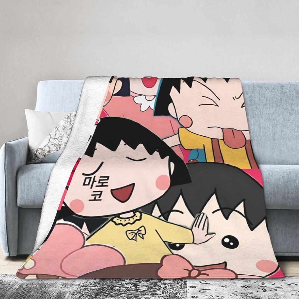 Chibi Maruko Chan Japan Anime Stuff Blanket Ultra-Soft Velvet Throw Blankets Cozy Bedspreads