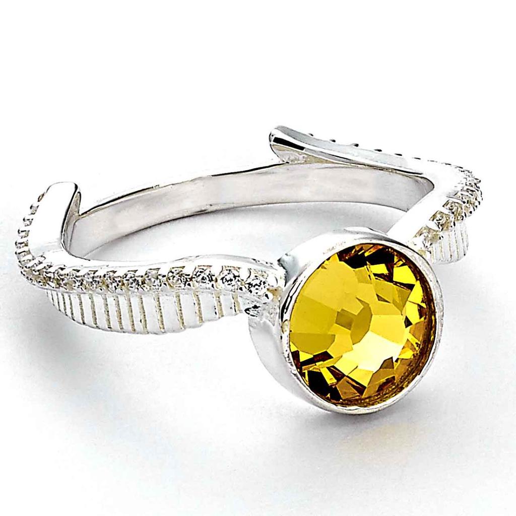 Harry Potter Sterling Silver Golden Snitch Crystal Ring Size Large
