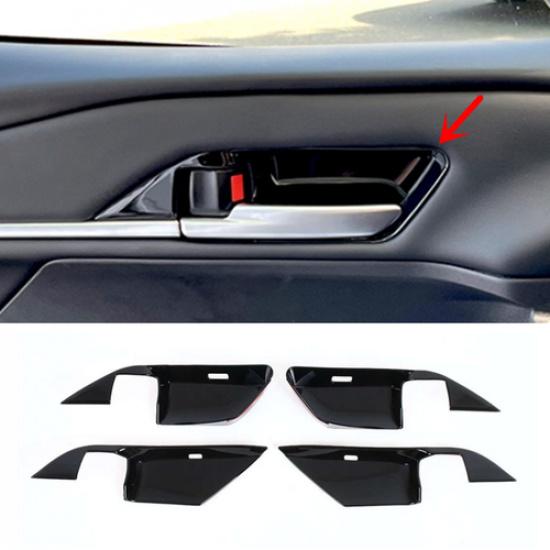 Bright Black Car Inner Door Handle Bowl Cover 4pcs For Toyota Camry 2025 2026