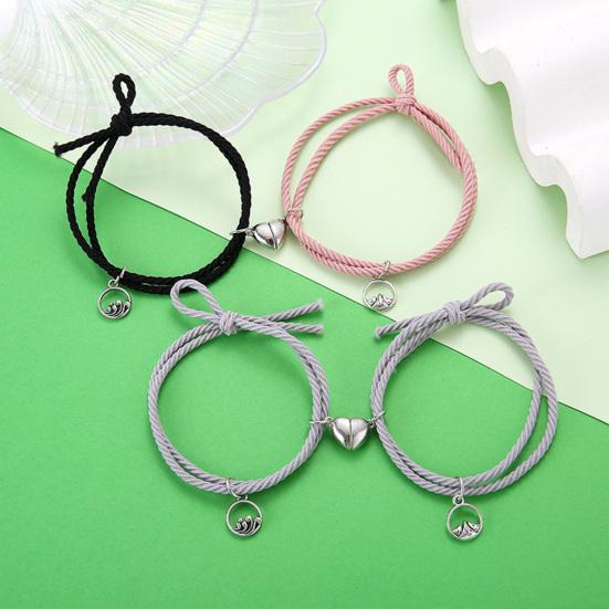 1 Pair Couple Bracelet Heart Magnet Attract Magnetic Decorative All-match Adjustable Jewelry Gift Rubber