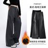 Gray Velvet Thickened Overalls Women's Autumn and Winter New High-waisted and Thin Small Design Casual Sports Pants
