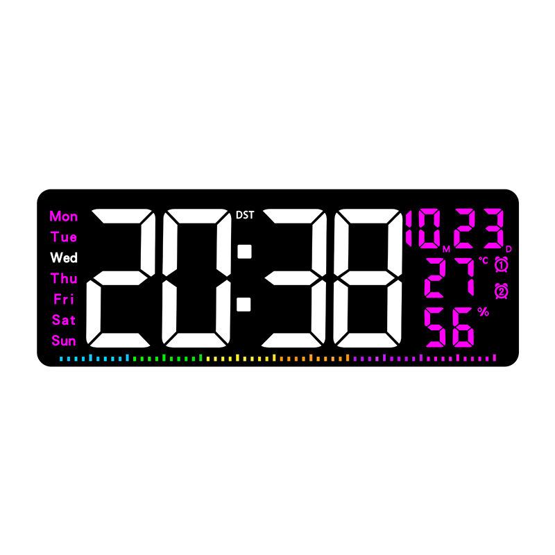 

Creative Living Room Wall Clock Led Multi-Function Color Clock 17.3 Inch Alarm Clock Temperature And Humidity Display Clock 6661 Quality