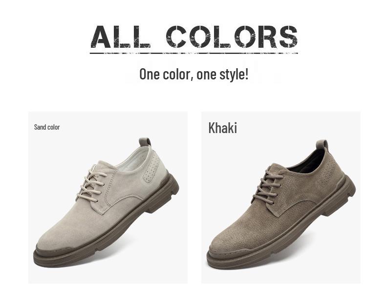 Men's European-Style Casual Round Toe Leather Shoes, Versatile Outdoor Low-Top Design