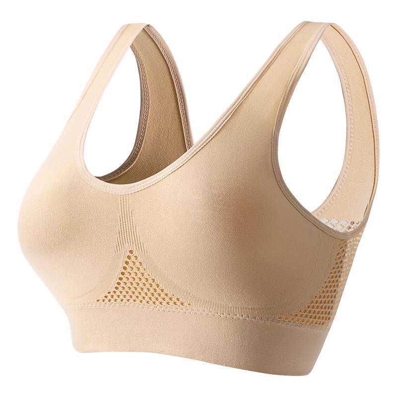 Breathable Wireless Sports Bra for Small Bust - Full Cup, Large Size, Ideal for Fitness, Running, and Yoga.