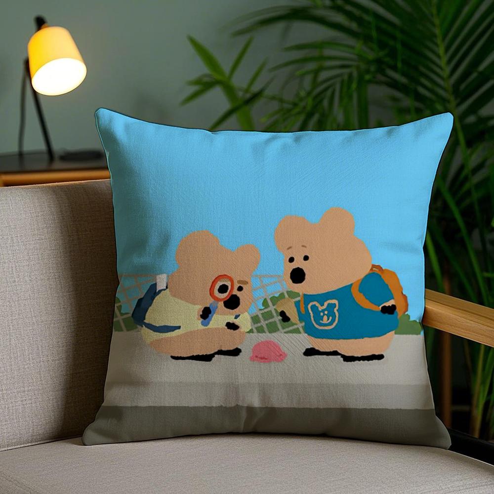 Cartoon D-Dinotaengs Cute Cushion Cover Soft Short Plush Double-Sided Printing Home Decor Machine Washable Pillow Case Gift