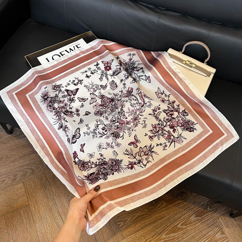 Blue Silk Retro Women's Scarf for Spring & Autumn