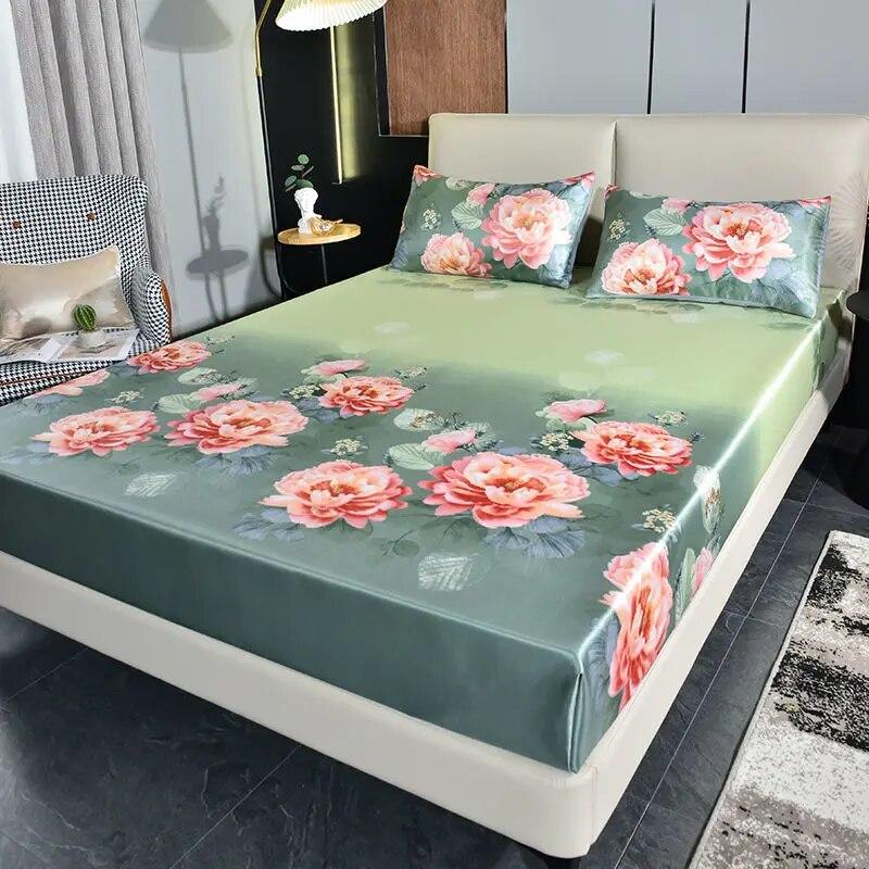 Home Luxury Mattress Cover Three-piece Double Household Bedspread Non-slip Washable Queen Size Bed Cover with Pillowcases