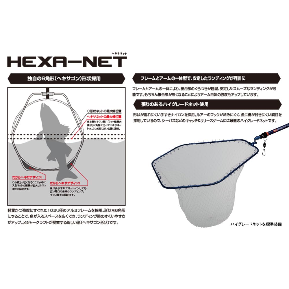 Major Craft Hexanet, 4-Fold, Large, Gunmetal, MCHN-4L/GM