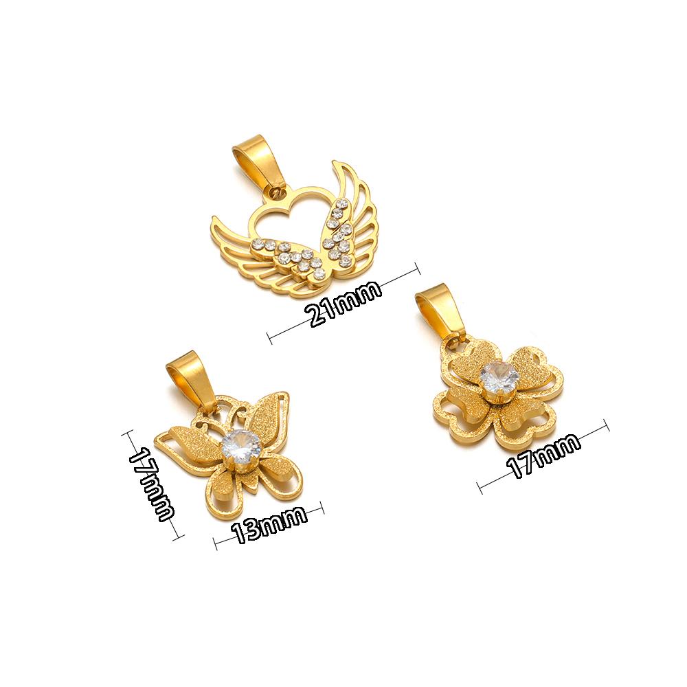 5Pcs Stainless Steel Metal Heart Flower Butterfly Cubic Zircon Charms for Necklace Bracelet DIY Jewelry Pendants Earrings Making