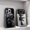Pistola Fucile AK47 M4A1 Cool Per iPhone 17,16,15,14,13,12,11,Pro,Max,Plus,E,Air,Mini Anti Caduta Nero Opaco Bumper Rigido Custodia per Telefono