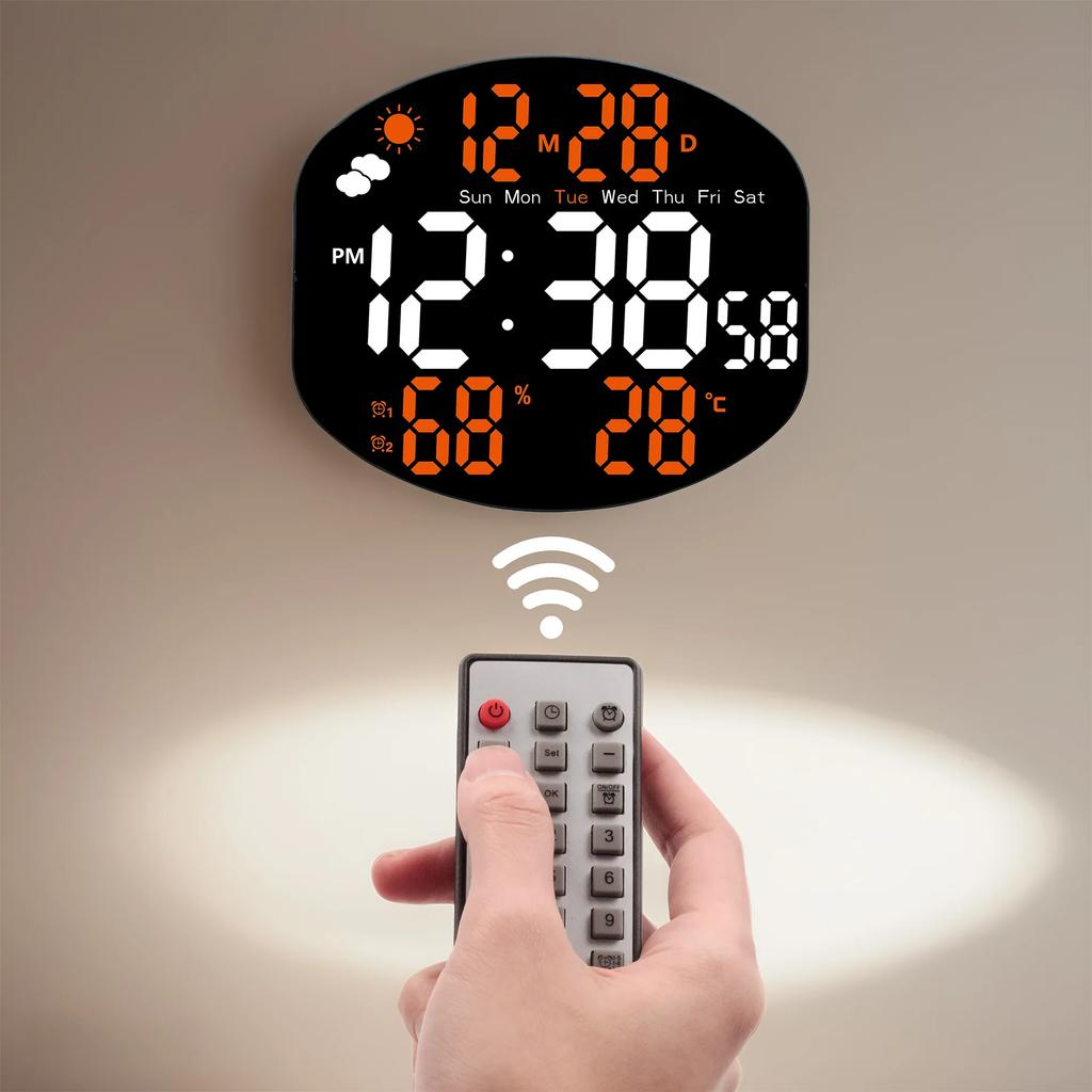 Simple LED Wall Clock Living Room Multifunctional Electronic Clock Silent Temperature and Humidity Alarm Large Screen Clock