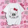 2026 new Summer HelloKitty Cute Print Tee Casual Short Sleeve Cotton Tops for Adults Kids Sweet Kawaii Style Daily Outfit