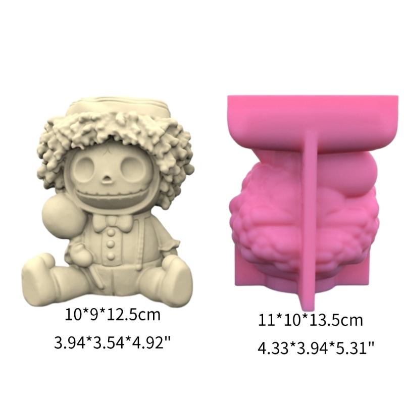 Halloween Skull Man Silicone Pot Mold Succulent Flowerpot Clay Cement Plaster Molds DIY Home Garden Flower Pots Mould