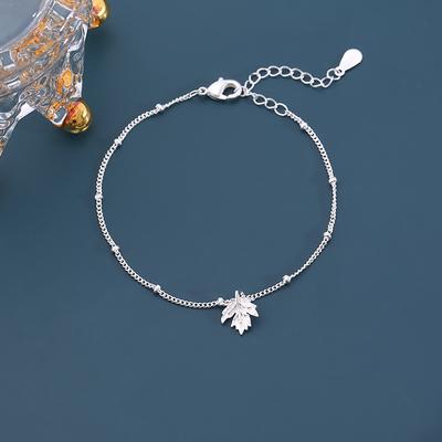 Nuovo Bracciale Foglia d'Acero, Femminile Instagram, Celebrità di Internet, Elegante e Fresco, Dolce Stile Foresta, e Piccolo Regalo di Artigianato Argento per Studenti