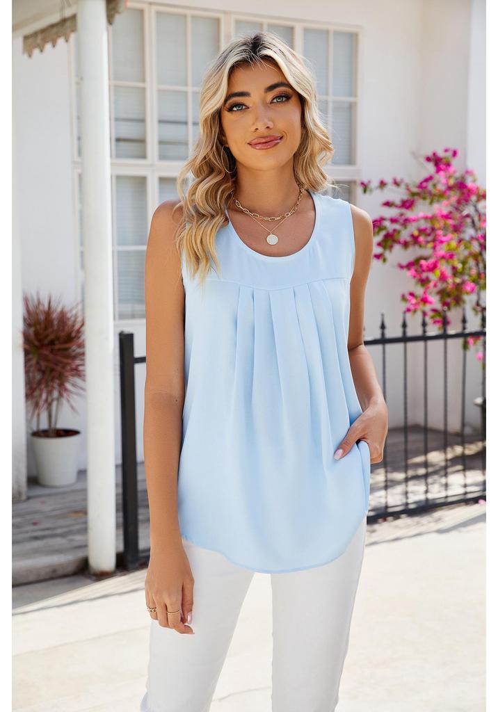 Temu 2024 Cross-Border Summer Sleeveless Chiffon Top