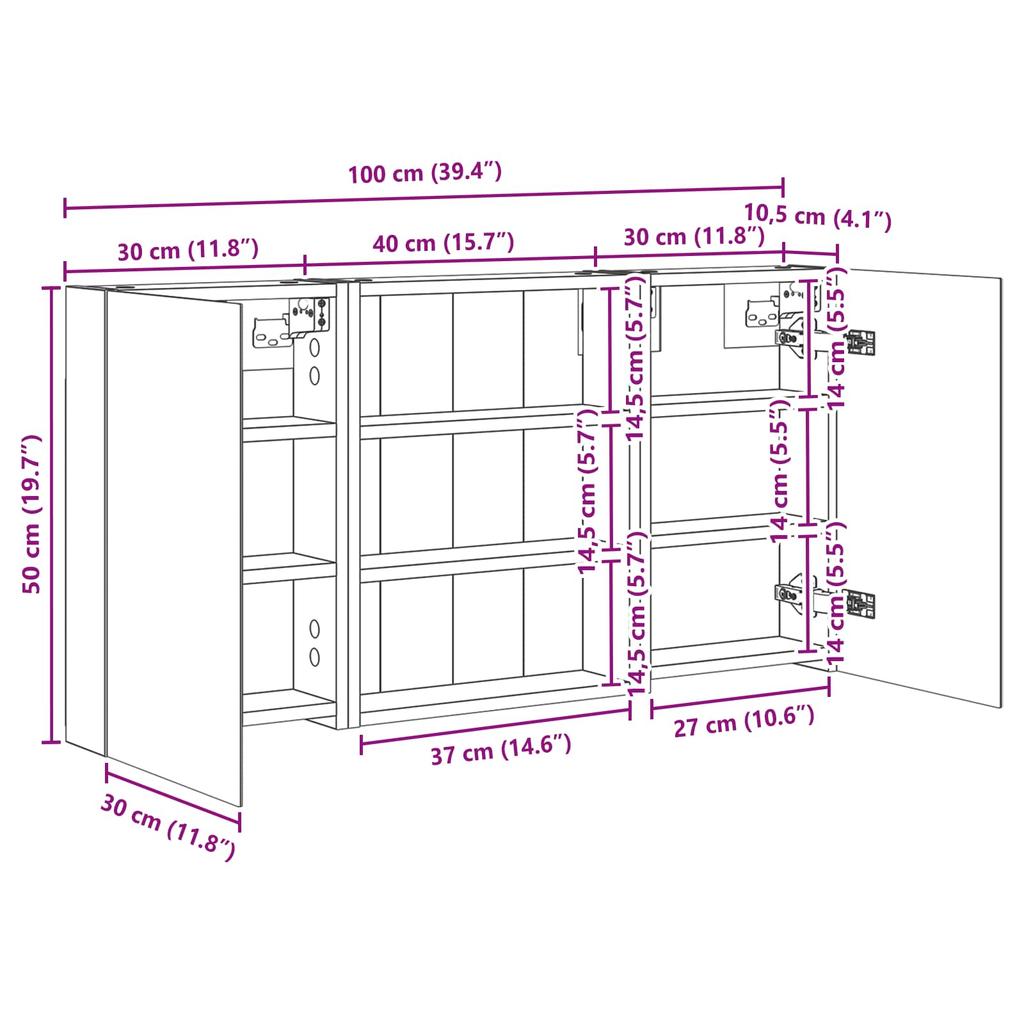 Bathroom Cabinet Set 3 Pcs 100 X 10.5 X 50 Cm Particleboard