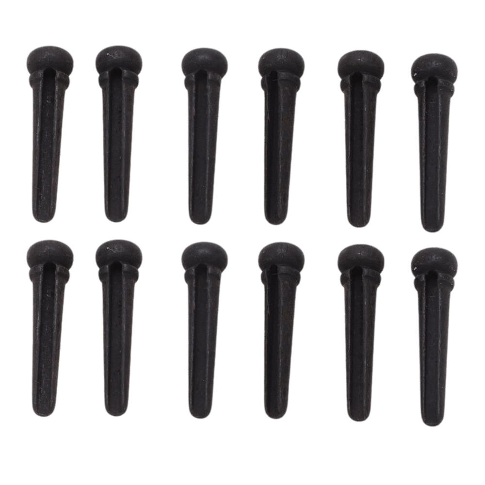 12PCS Black Color Guitar Bridge Pin Set Ebony Wood Ebony Bridge Pins Guitar Parts Replacement