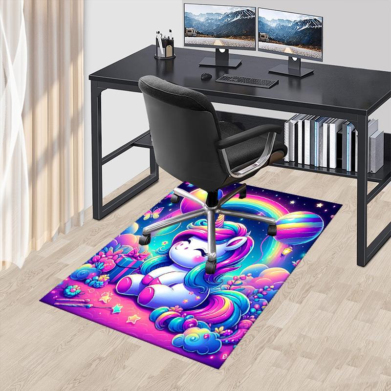 

1pc Rainbow Unicorn Chair Mat - Anime Cartoon Design, Non-Slip Carpet for Office Chairs, Festive Gift, Suitable for All Seasons, Home Decor, Living Ro 60cm by 90cm
