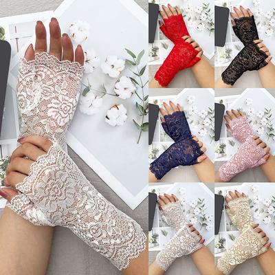Outdoor Halbfinger Handschuh Sonnenschutz Sonnenhandschuh Spitzenhandschuhe Sommer Sexy Anti-UV Radfahren Fahren