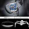RORIOS Men's Automatic Mechanical Watch with Openwork Design, Luminous Design, Waterproof, Multi-Function Design, Stainless Steel Band, Popular,