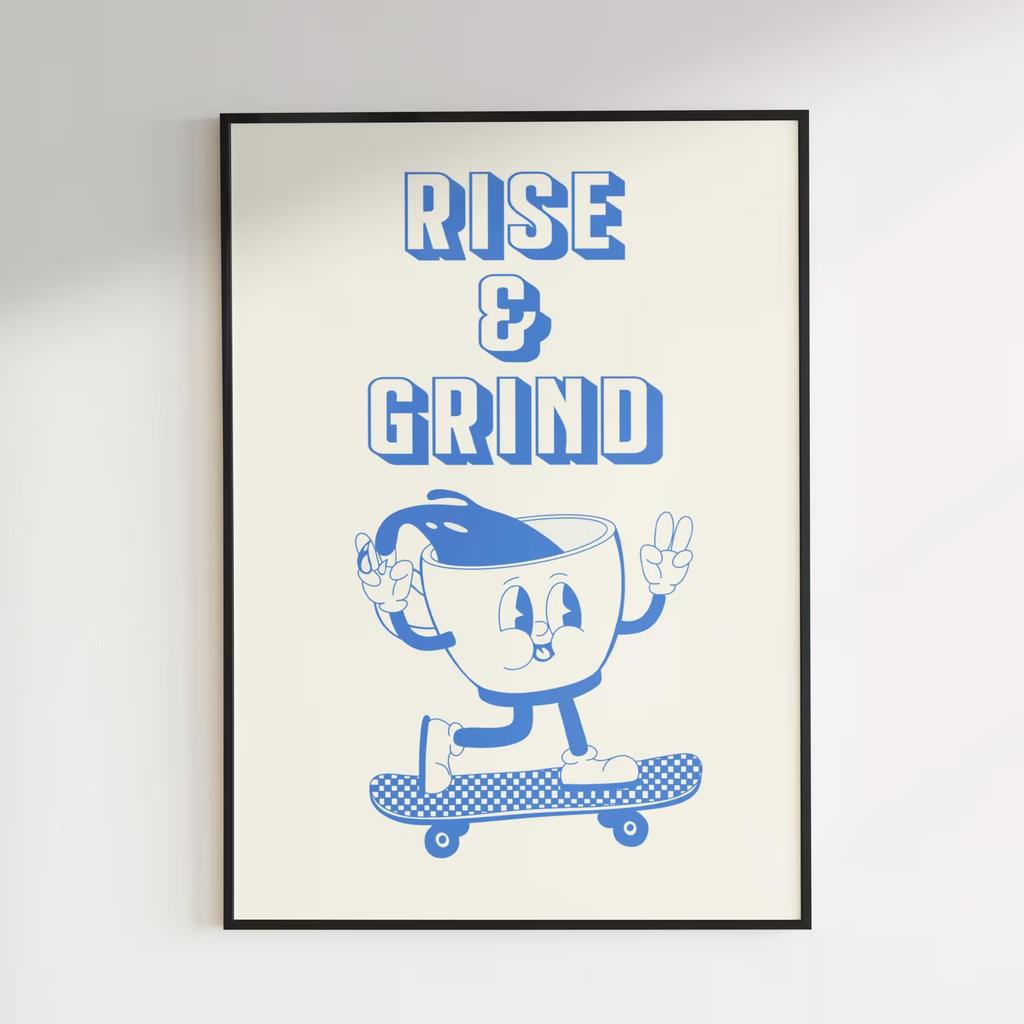 Tired and Wired Retro Coffee Canvas Print Funny Mascot Kitchen Wall Art Poster for Modern Living Room Bedroom Home Decor Gifts