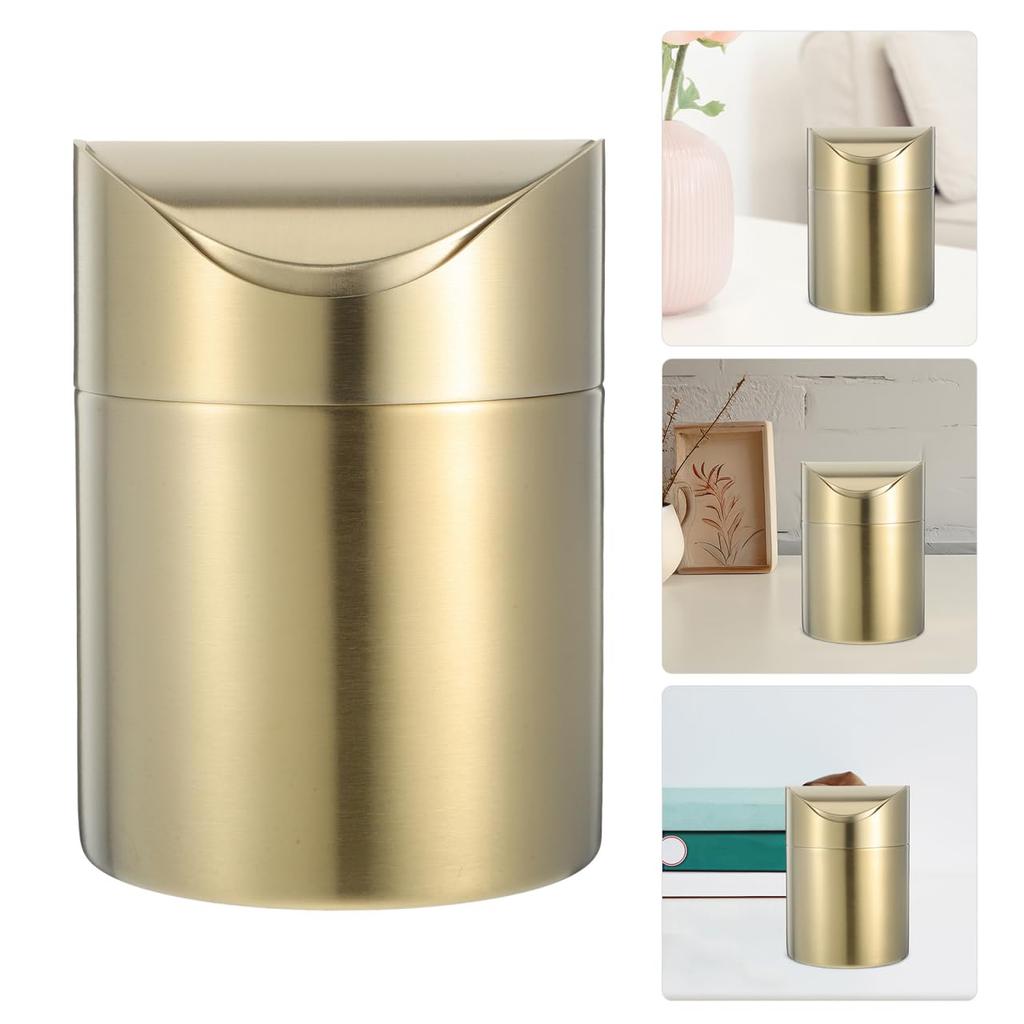 TOYMYTOY Tabletop Trash Small Mini Trash Mini Cosmetic Trash Tabletop Trash Can for Dressing Gold Can, Can, Basket, Can, Bathroom, Kitchen, Table,