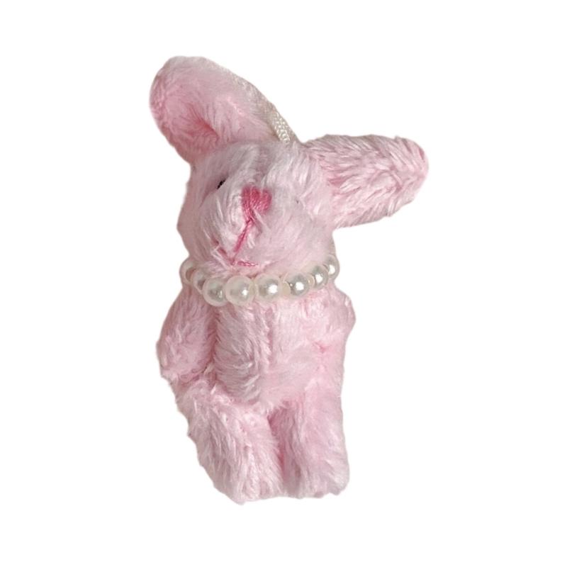 Cartoon Rabbit Phone Charm with Pearls Necklace PP Cotton Texture Suitable for Jewelry Accessories and Gift Decoration