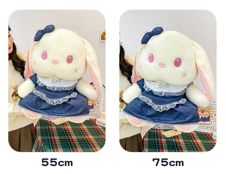 

Original Cute Denim Rabbit Plush Toy with Lace Skirt - Perfect for Children s Birthday Gift and Decoration 35cm