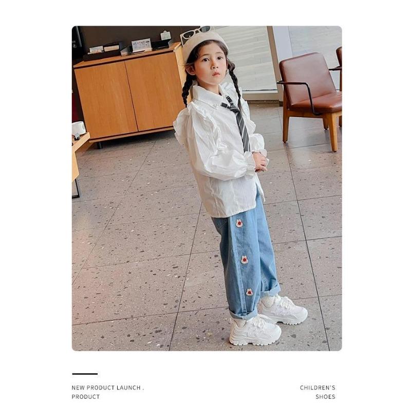 2024 Girls' Breathable White Dad Sneakers – Trendy Spring & Autumn Fashion Sports Shoes