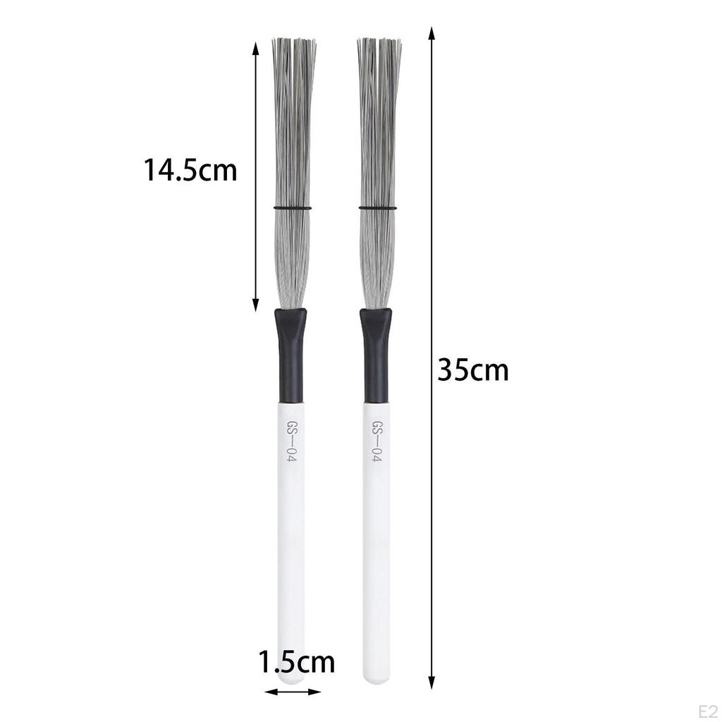 2 Pieces Drum Brushes Wire Portable Durable 13.78in Length with Comfortable Wood