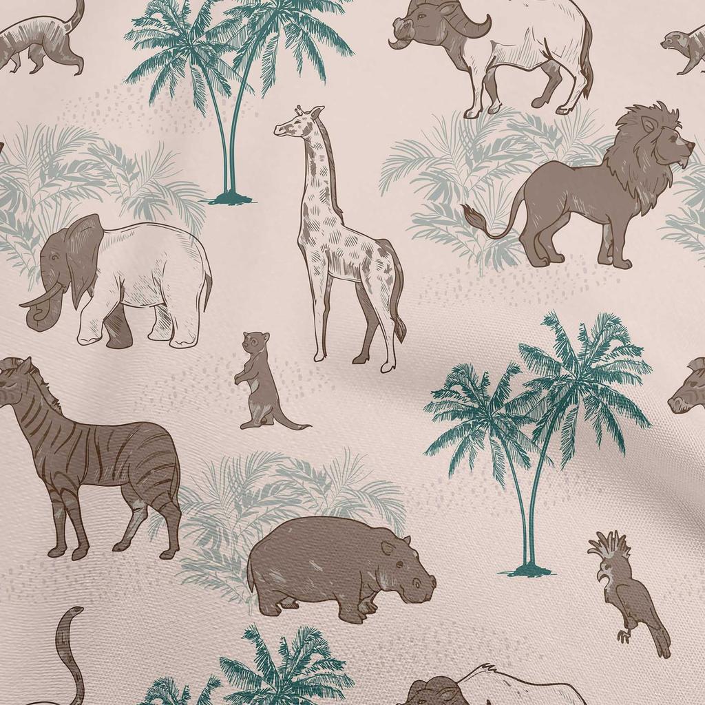 oneOone Cotton Flex Brown Fabric Tropical Animal Sewing Craft Projects Fabric Prints By Yard 40 Inch