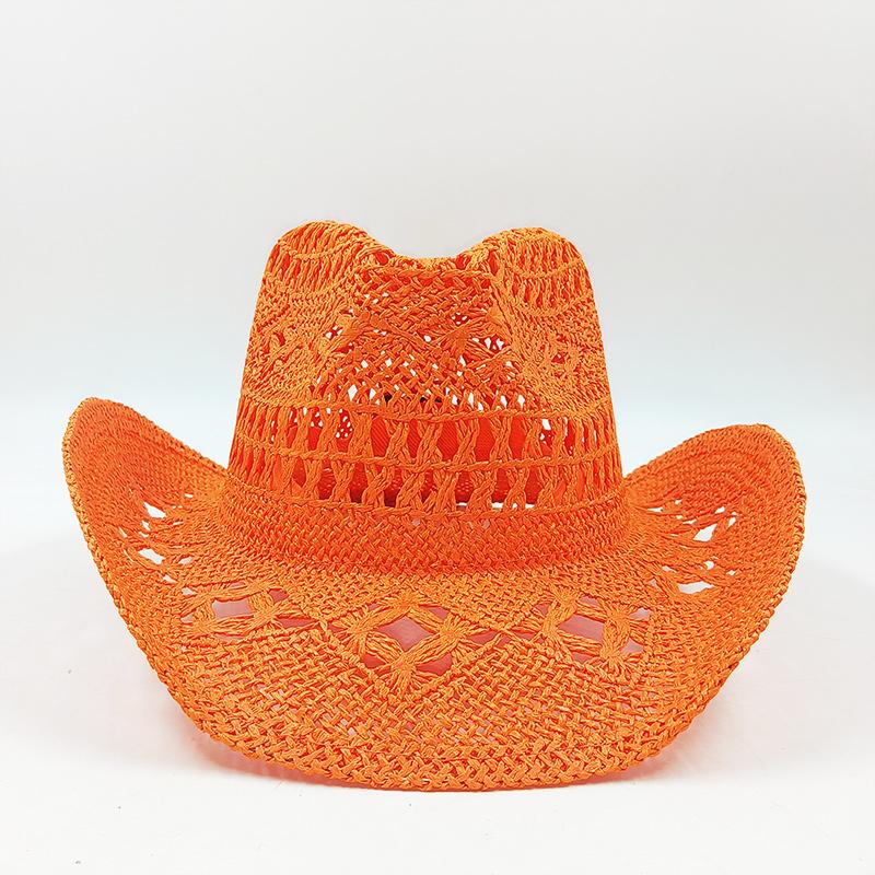 

Hand-painted Western Cowboy hat two colors hat for men women Large Brim stiff straw hat black summer sombrero vaquero hombre 56-58