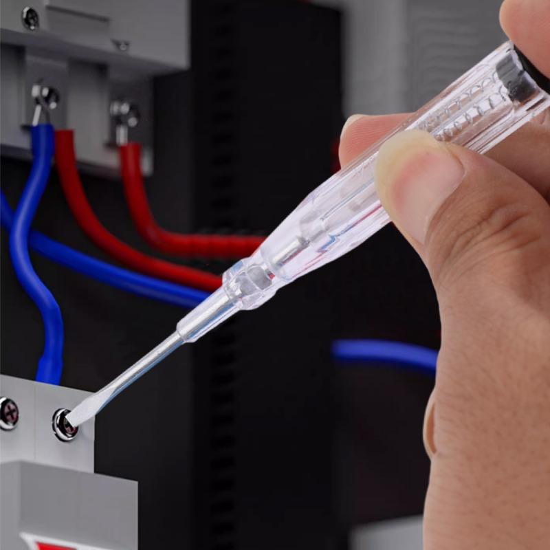 Electrician Transparent Test Pencil Slotted Screwdriver AC 100-500V Contact-type Voltage Tester Car Circuit Inspection Tools