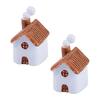 Miniature Resin Houses for Fairy Garden 2Pcs Mini Chimneyed Cottage Figurines, Rural House Building Ornaments DIY Micro Landscape Accessories