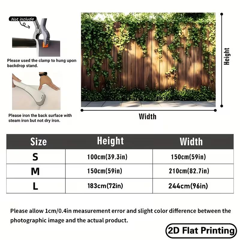 2D Outdoor Garden Fence Backdrop Sunlit Ivy Vines Photo Booth Background