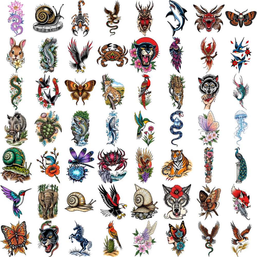 28pcs Temporary Tattoo Temporary Tattoo Stickers Elephant Wolf Head Phoenix For Men Women Adults