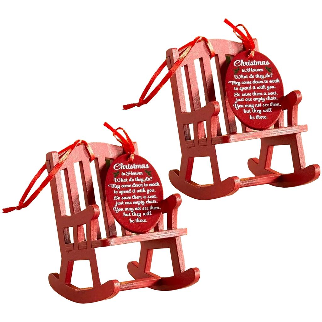 Christmas Memorial Chair Ornament Christmas Tree Decorations Mini Wooden Rocking Chair with Meaningful Tag Sign Decor