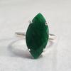 Marquise Rich Green Emerald Prong Set 925 Sterling Silver Ring Jewelry, Wedding Gift Emerald Ring