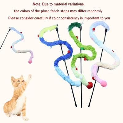 Interactive Cat Teaser Toy - Soft Plush Strip with Teasing Stick for Kitten Play - Pet Supplies for Fun and Exercise