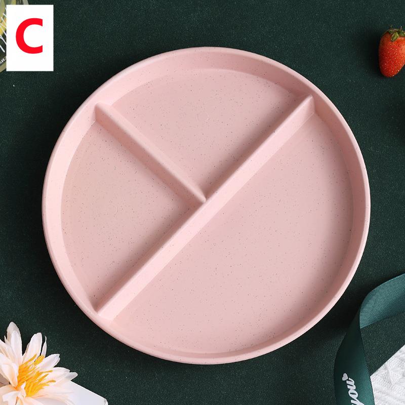 8 Styles Eco-Friendly Wheat Straw Divided Plate Fruit Salad Food Tray Dinner Plate Compartment Plate Kitchen Dinnerware Plates