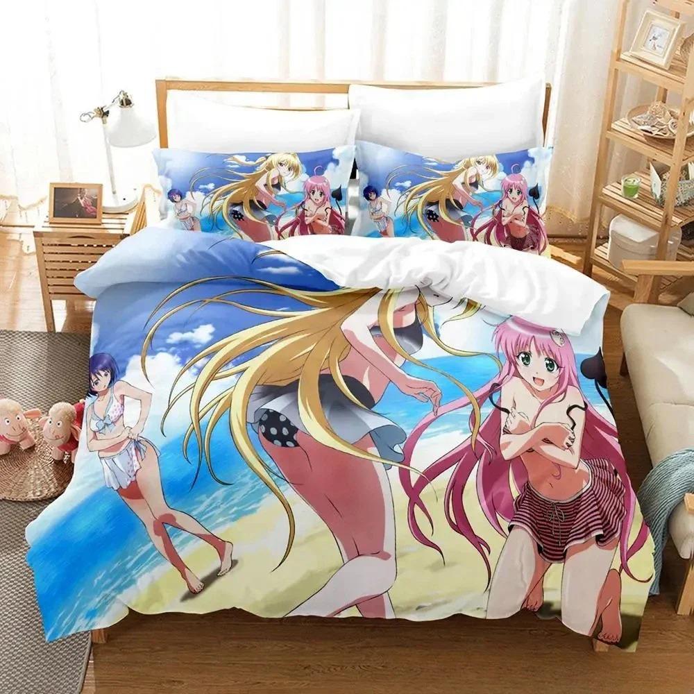 New To Love Ru Bedding Set Cartoon Anime  two&three-piece set Adult Kid Bedroom Duvet cover Sets 3D Print Kawaii Anime Girls