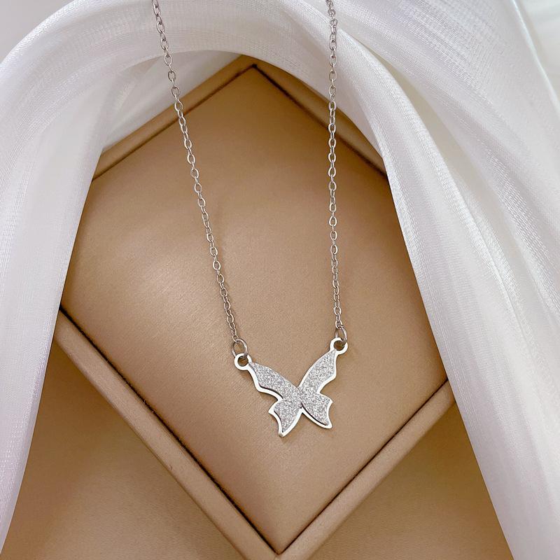 Stainless Steel Punk Hip-Hop Style Necklace Temperament Simple Front Buckle Collarbone Chain