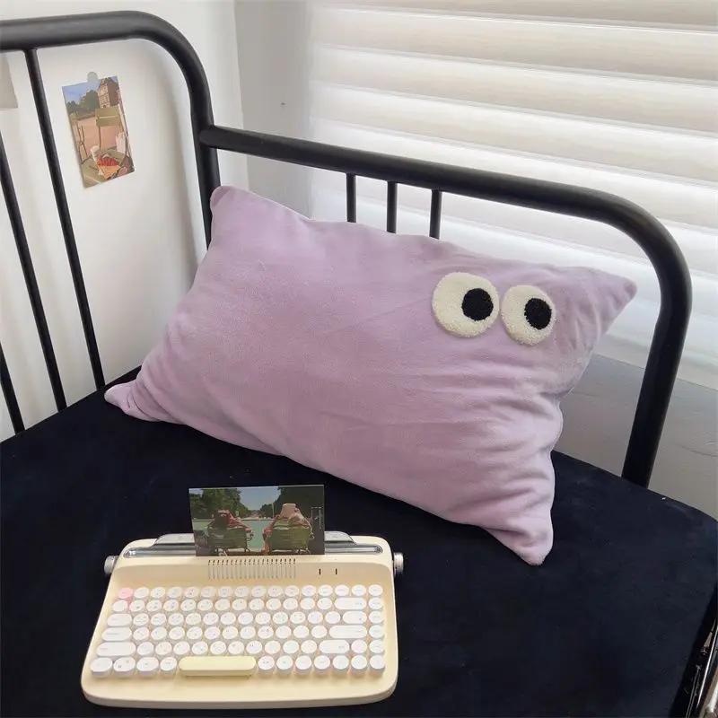 

Мультяшная вышивка Большие глаза Бархатная креативная наволочка для подушки спинки Украшение для дома для дивана, кровати, кресла, гостиной