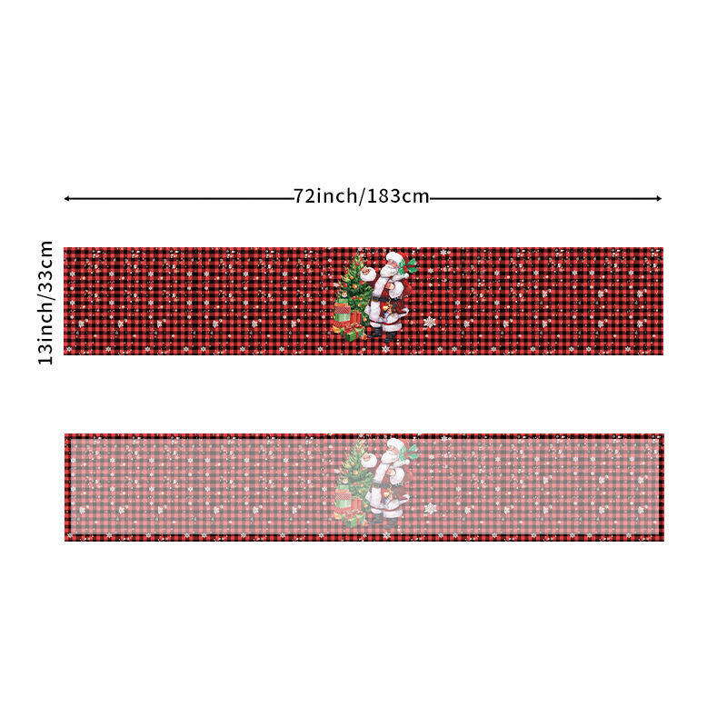 33*183cm Christmas Table Runner Set - Linen-Look Digital Print Holiday Decor for Dining Tables & Cabinets