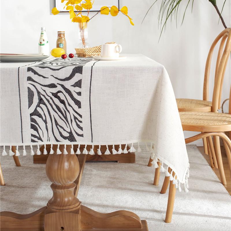 Amazon Вышивка Полосатый Геометрический Скатерть Скатерть Скатерть Прямоугольная Скатерть для Кофейного Столика Скатерть 90x90
