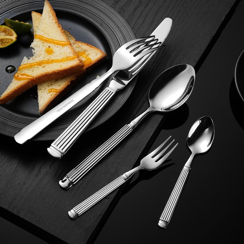5PCS Stainless Steel Knife, Fork, Spoon Heavy-duty Western Steak Tableware Set