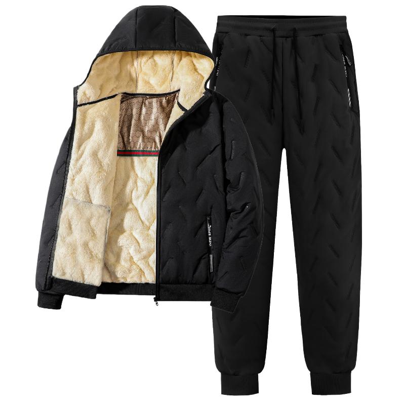 

Men Tracksuit Sets Lamb Thick Warm Jacket Long Pants Set Zipper Cotton Coat Trousers Casual Fleece Sportswear XS