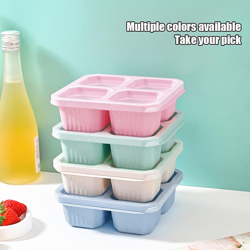 Snack Containers 4 Compartments Snack Boxes For Adults Kids Wheat Straw Meal Prep Reusable Food Storage Lunch Containers