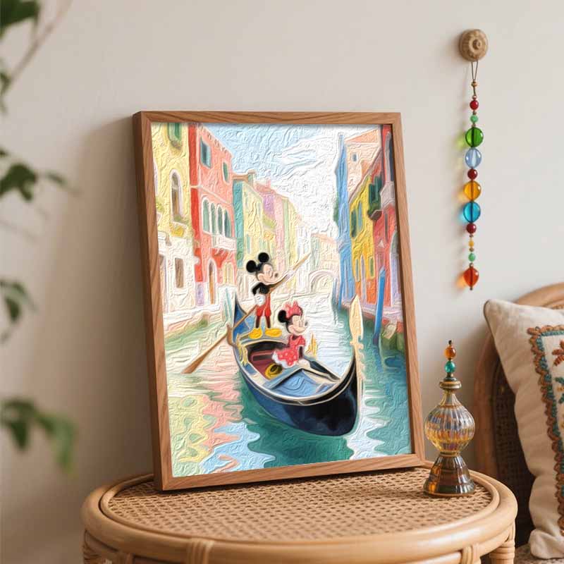 Disney Mickey and Minnie Venice Gondola Paint by Numbers Painting Art Kit Home Decor Gift
